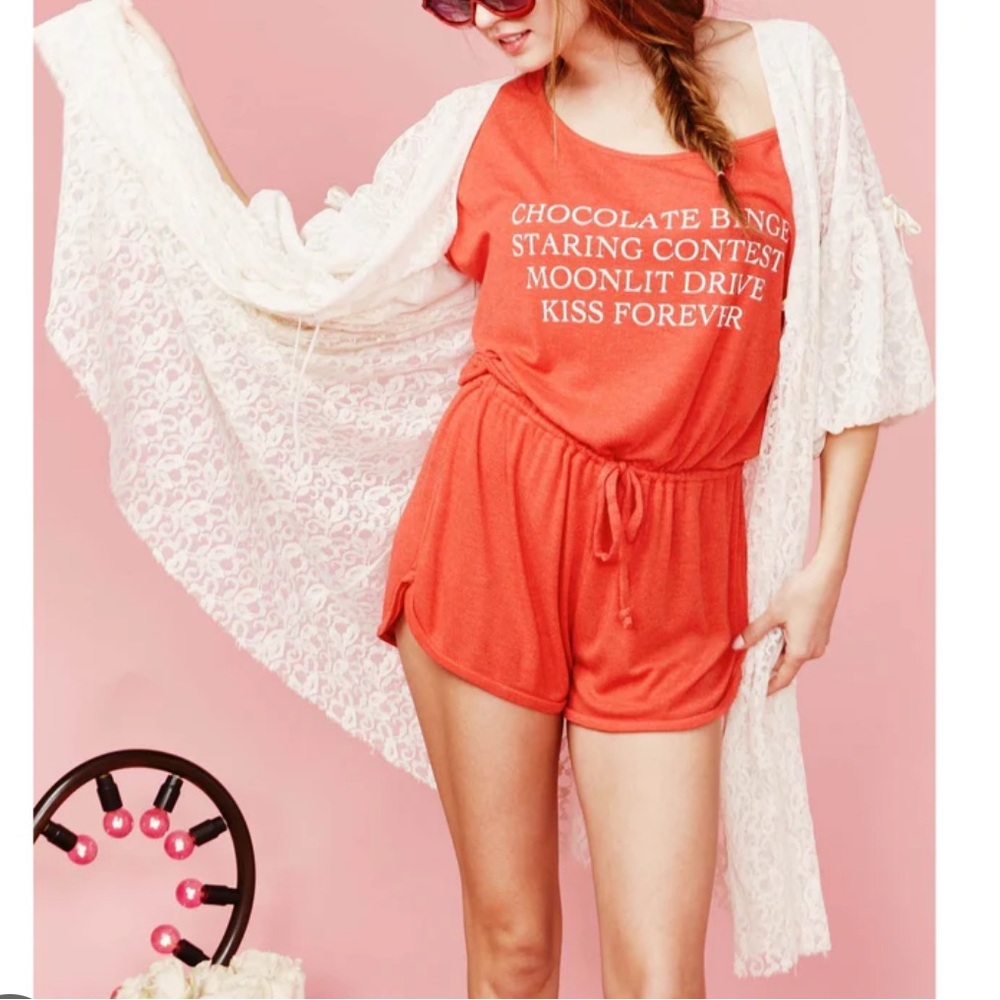 Vintage Wildfox Romper Red sleep lounge beach onesie